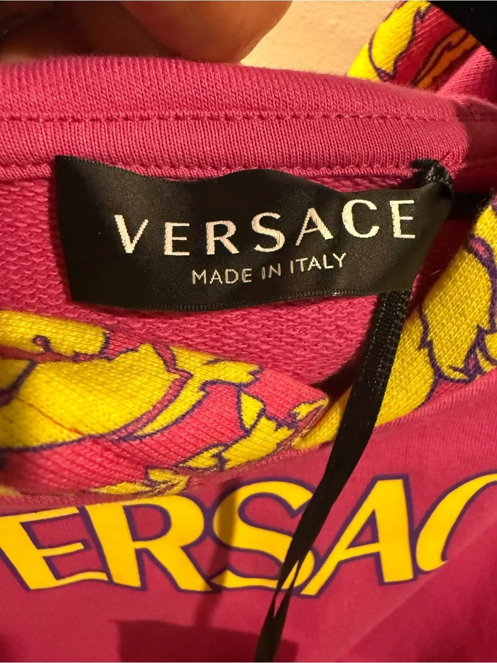 NWT Versace Kids Pink Barocco Logo Hoodie Sweatshirt – Size 6A / 116 cm